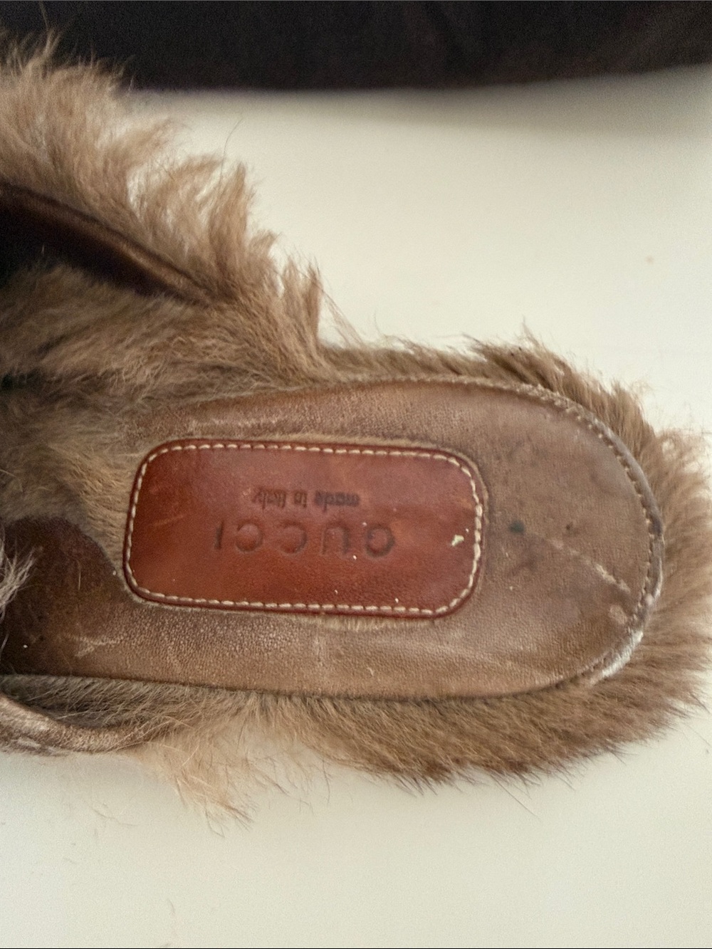 Gucci Black Leather Fur-Lined Horsebit Slipper Mules Size 6 - Picture 10 of 13